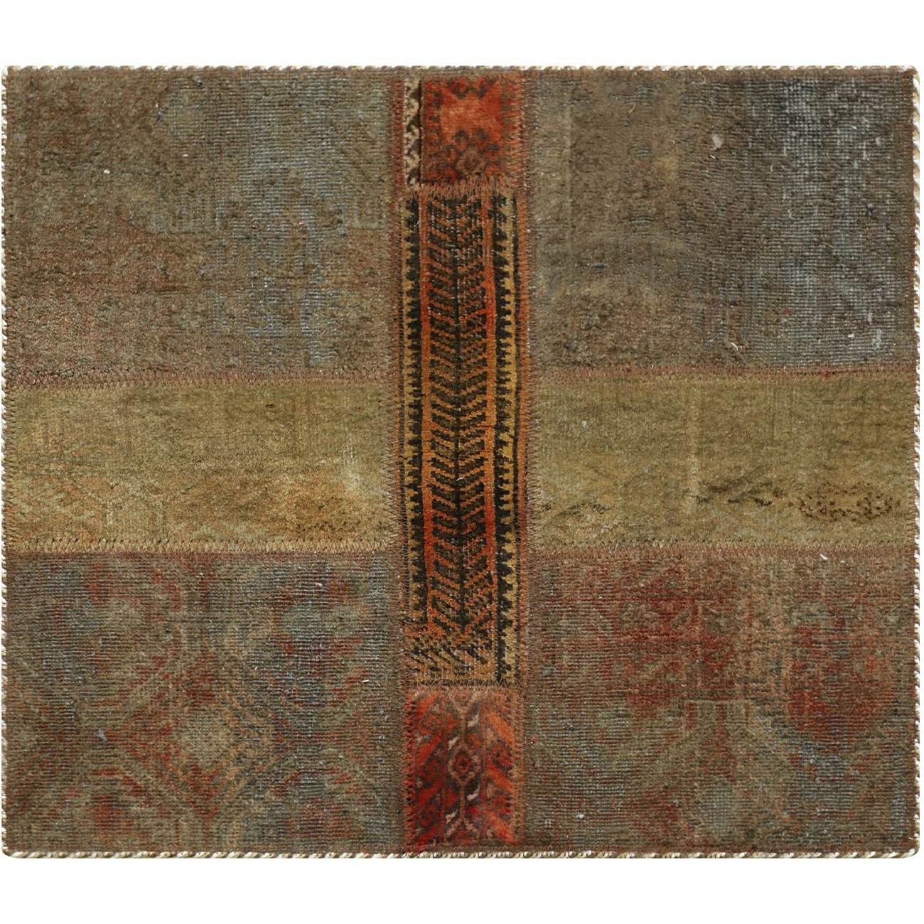 سجادة مرقعة إيرانية قديمة محبوكة يدويًا بنمط أخضر