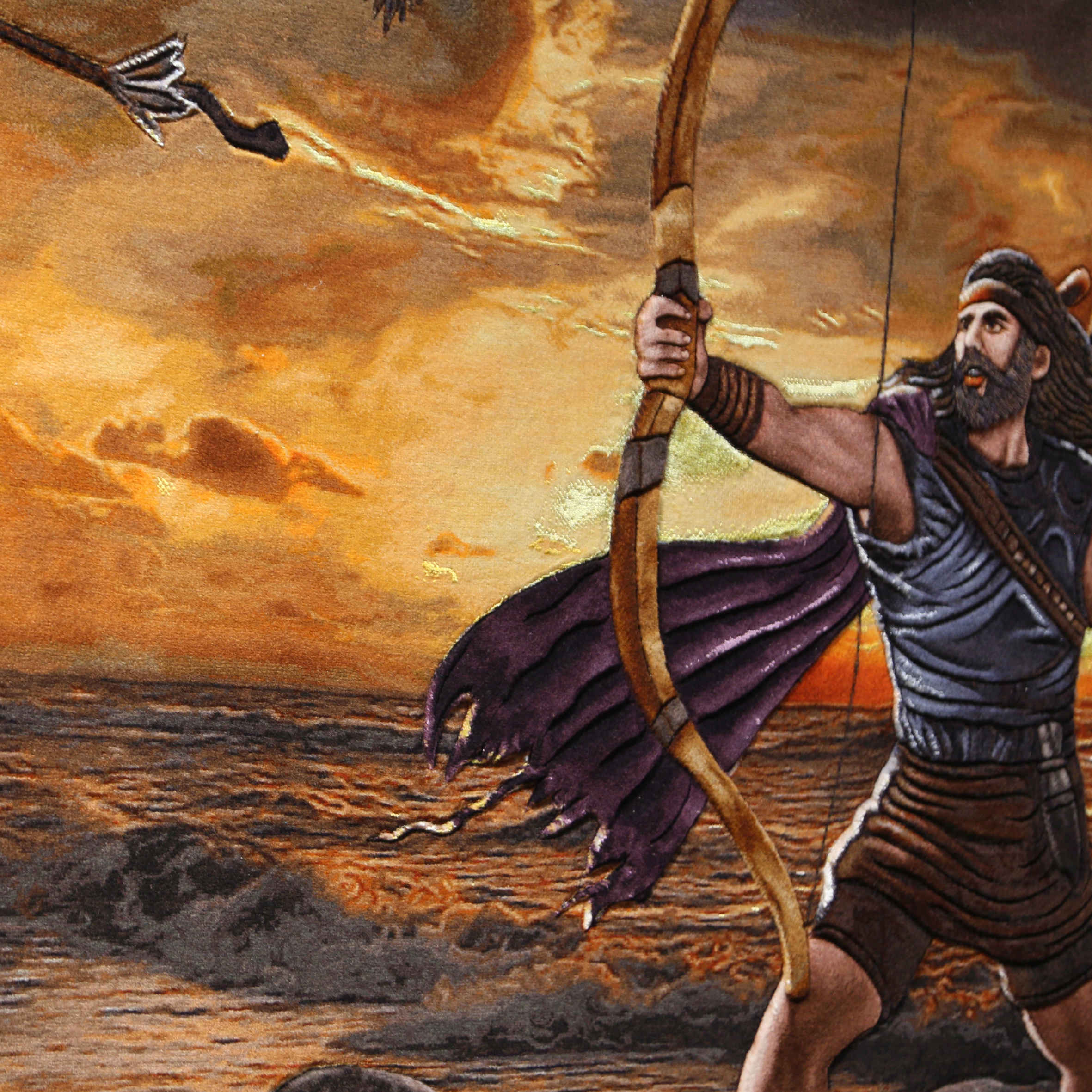 سجادة إيرانية تصويرية محبوكة يدويًا من تبريز تصور الرامي أرش