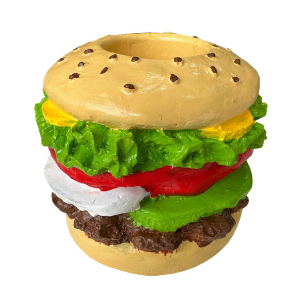 حامل أسنان على شكل ساندويتش برجر من الراتنج الكريمي