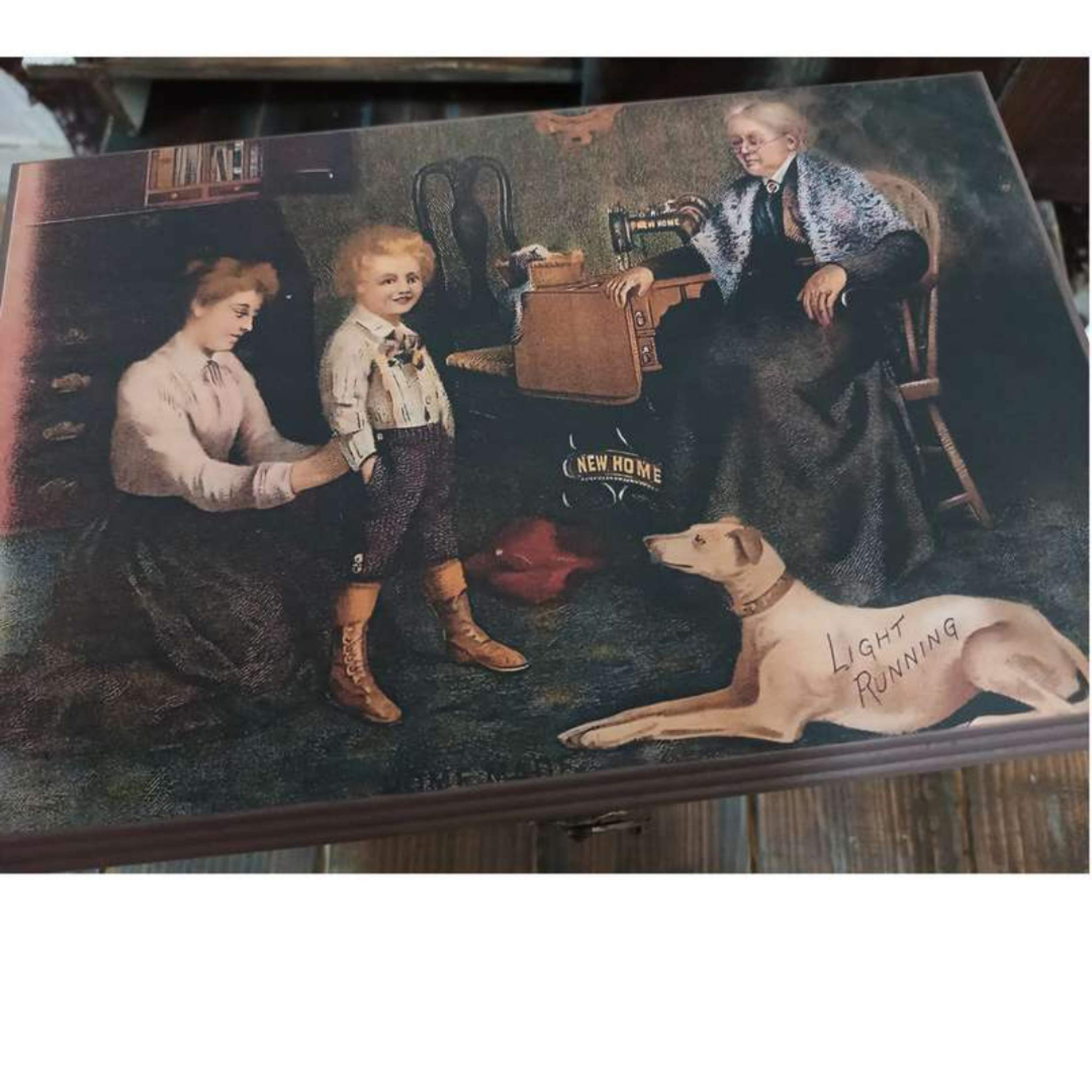 صندوق خياطة خشبي بتصميم مطبوع زخرفي