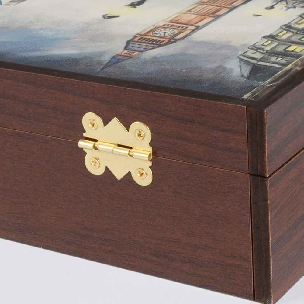 صندوق منظم لأكياس الشاي الخشبية 4-حجرات تصميم تقليدي