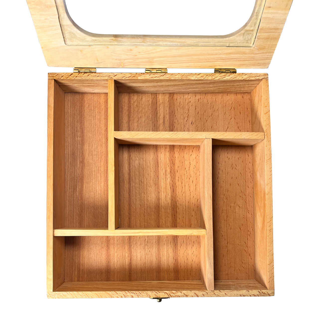 صندوق منظم لأكياس الشاي الخشبية 5-حجرات متعددة الوظائف