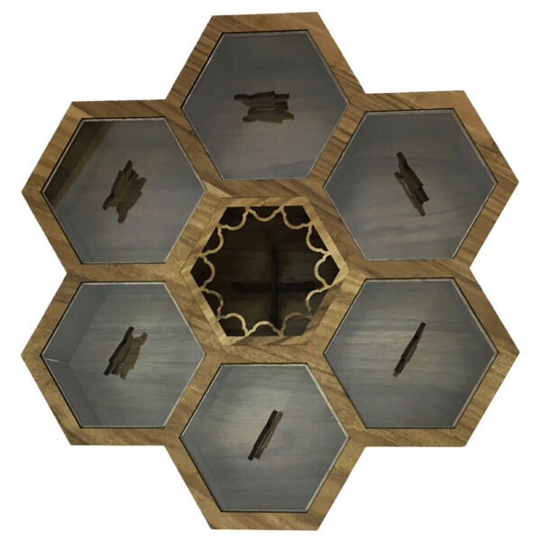 صندوق منظم لأكياس الشاي الخشبية 6-حجرات مع مسخن