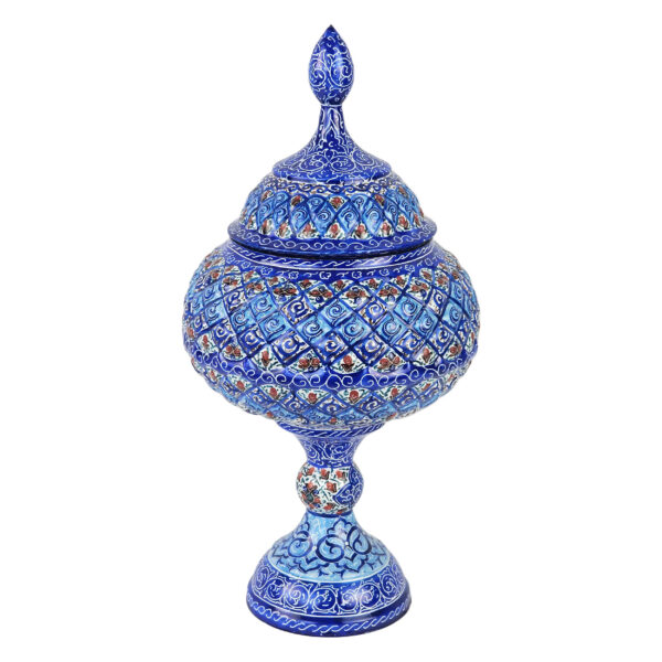 وعاء سكر إيراني نحاسي مصنوع يدويًا بغطاء - ميناكاري إسليمي