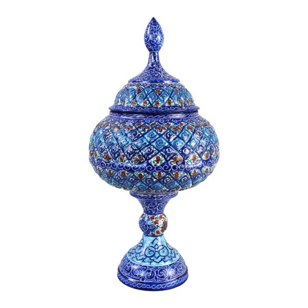 وعاء سكر إيراني نحاسي مصنوع يدويًا بغطاء - ميناكاري شمس