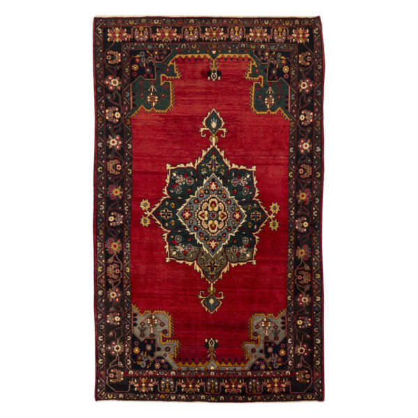 سجادة صوف إيرانية أصلية معقودة يدويًا بتصميم لچك تورانج - كرمانشاه