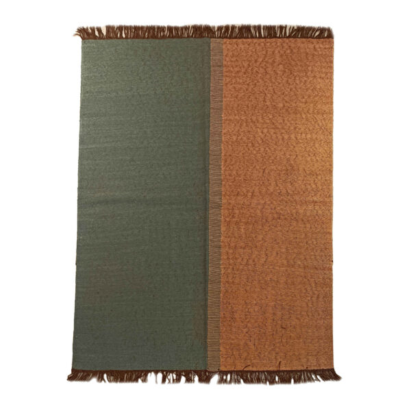 سجاد كليم إيراني من الصوف منسوج يدويًا بخطوط خضراء وبنية في خراسان