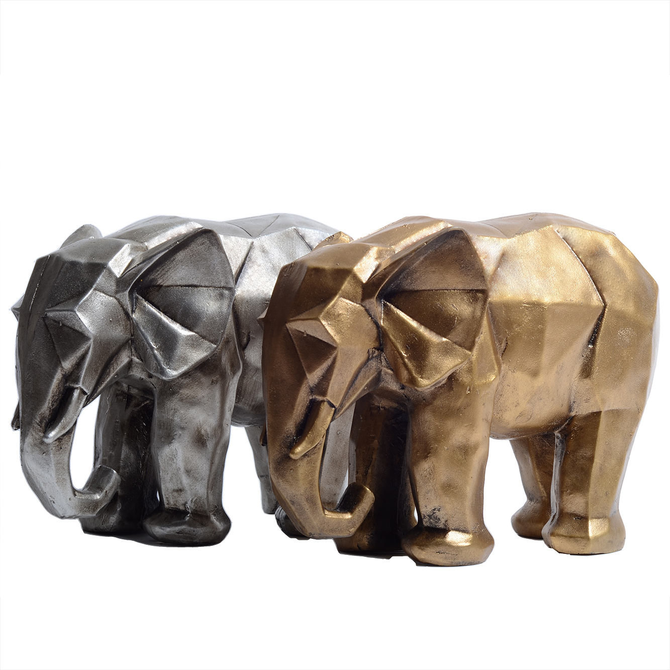 تمثال فيل ذهبي هندسي بالكيوبية – منحوتة فنية