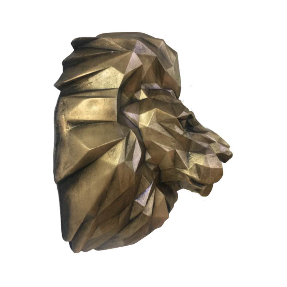 تمثال للأسد بالكيوبية ذهبي – منحوتة فنية كيوبية