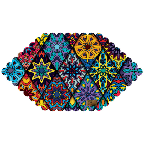 سجادة طاولة فيلفيت بتصميم إيراني أنيق بتصميم هندسي بشكل سداسي