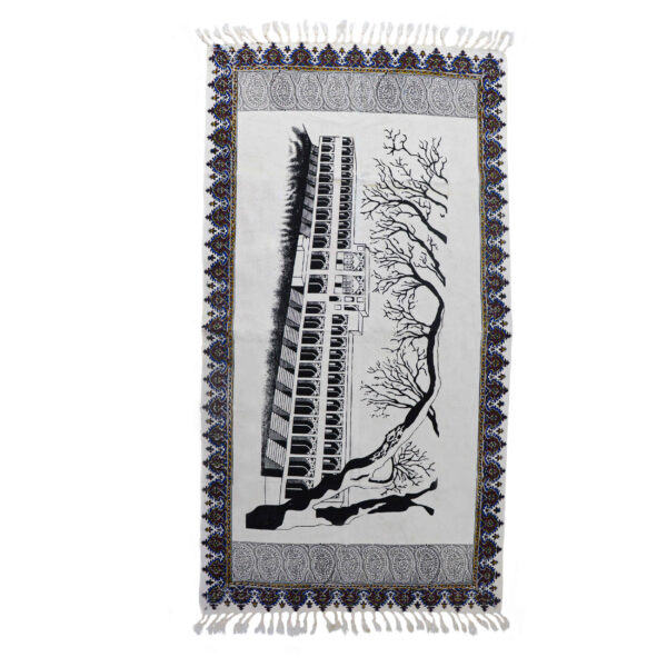 سجادة الصلاة الإسلامية المبطنة بالمخمل بتصميم خط القطار الرمادي