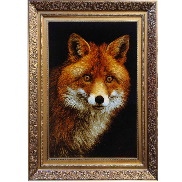 سجادة إيرانية تصويرية محبوكة يدويًا من تبريز تصور الثعلب الأحمر