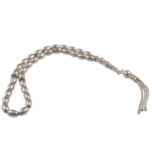 مسبحة فضية إسلامية بـ 33 خرزة للصلاة تسبيح هادي