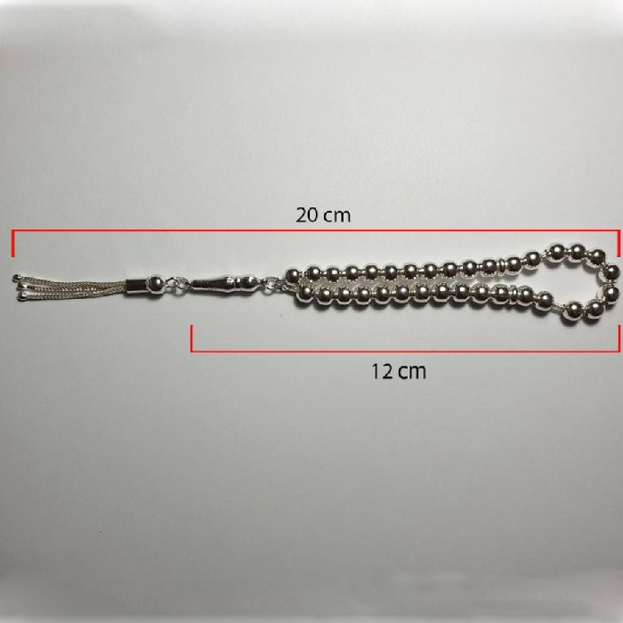 مسبحة فضية إسلامية بـ 33 خرزة للصلاة تسبيح ميلاد