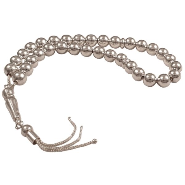 مسبحة فضية إسلامية بـ 33 خرزة للصلاة تسبيح ميلاد