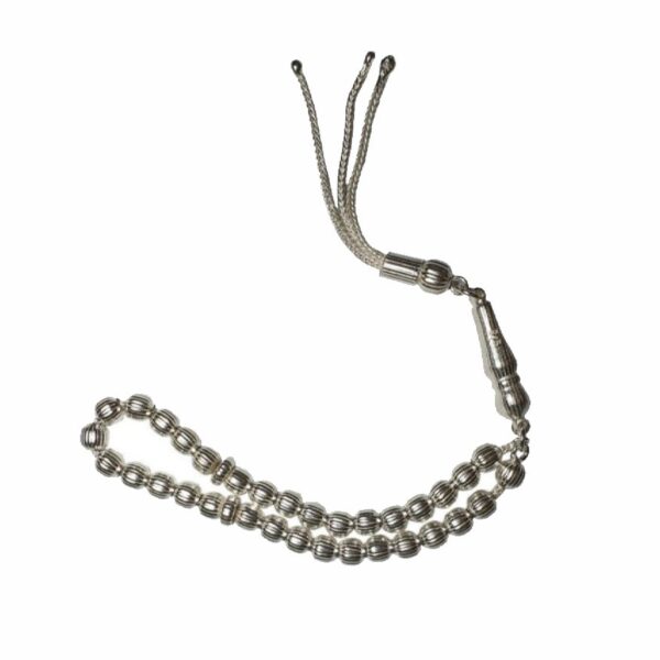 مسبحة فضية إسلامية بـ 33 خرزة للصلاة تسبيح زاهر