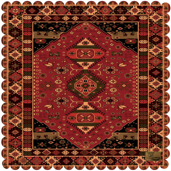 سجادة طاولة مصنوعة من الفيلفيت بتصميم سجادة إيرانية لمائدتك