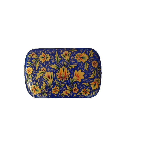 صندوق تخزين بطاقات اللعب الخشبي الإيراني - خاتم مزخرف بزهور