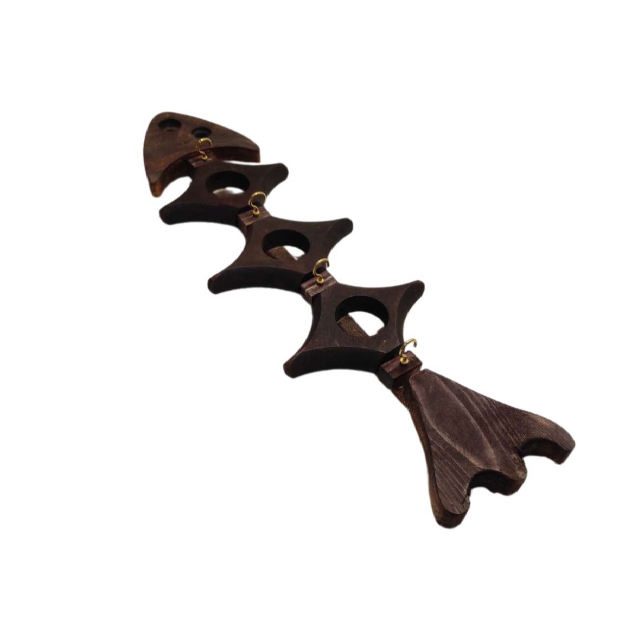 حامل مفاتيح جداري مزخرف ومصنوع يدويًا بتصميم عظم سمك السمكة للمنزل