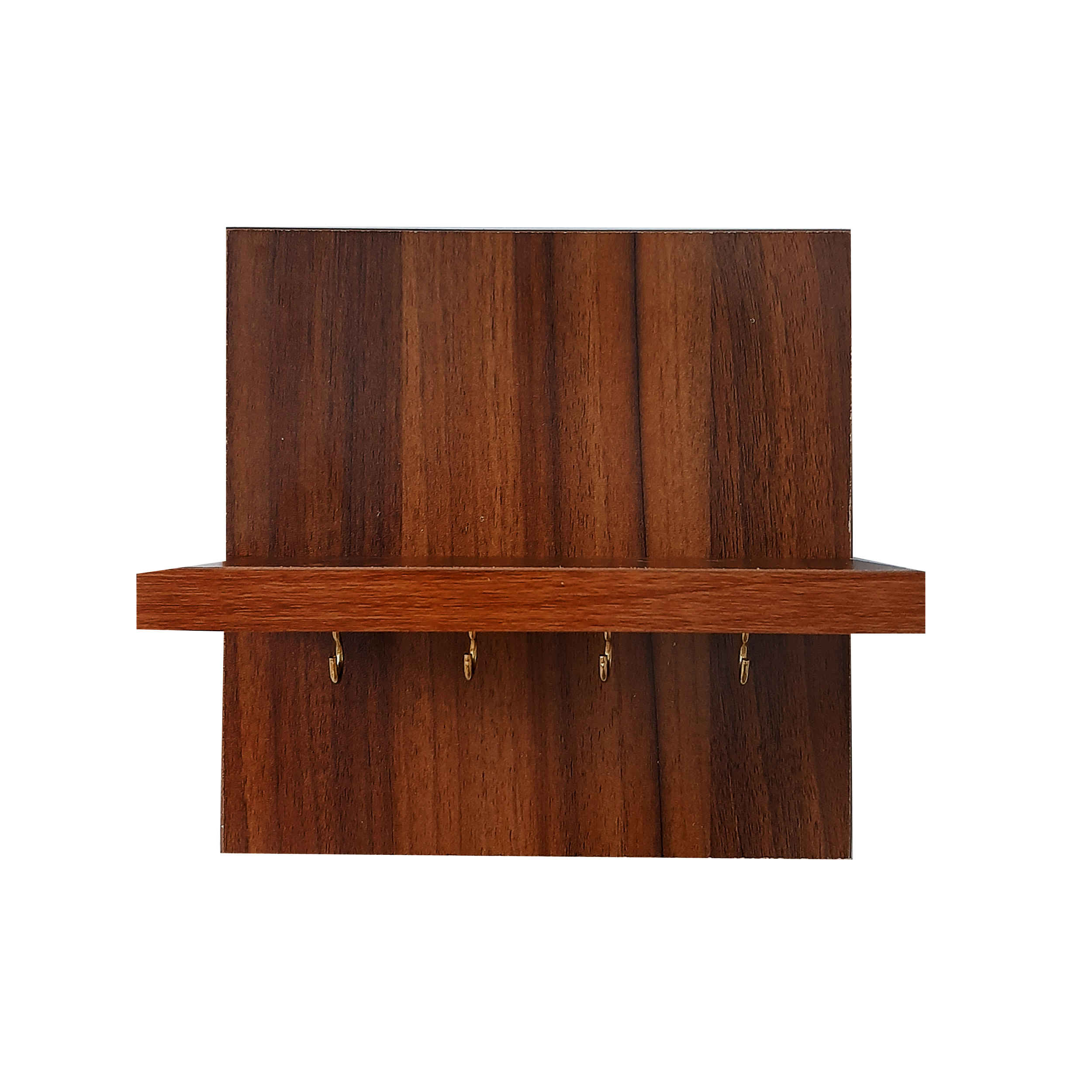 حامل مفاتيح جداري مزخرف ومصنوع يدويًا مع رف وأربع خطافات