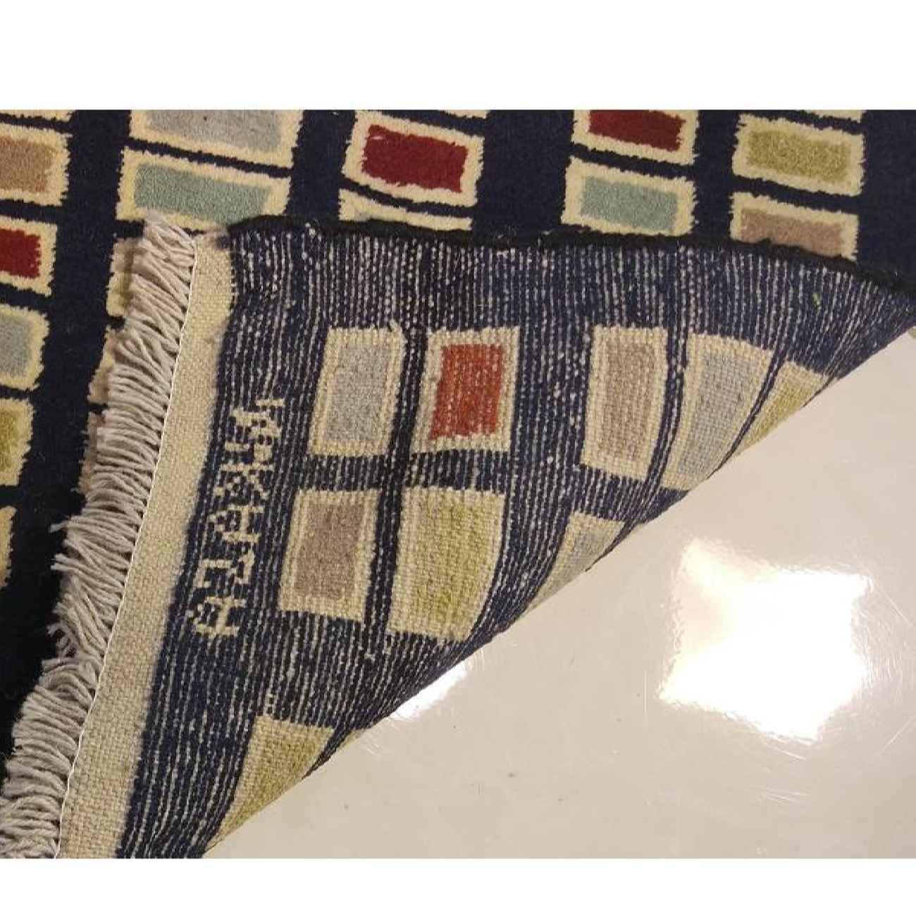 سجاد جابيه إيراني من الصوف محبوك يدويًا في فارس هندسي أسود