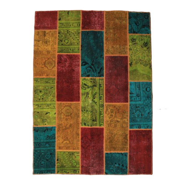 سجادة صوف إيرانية أصلية معقودة يدويًا بتصميم هندسي