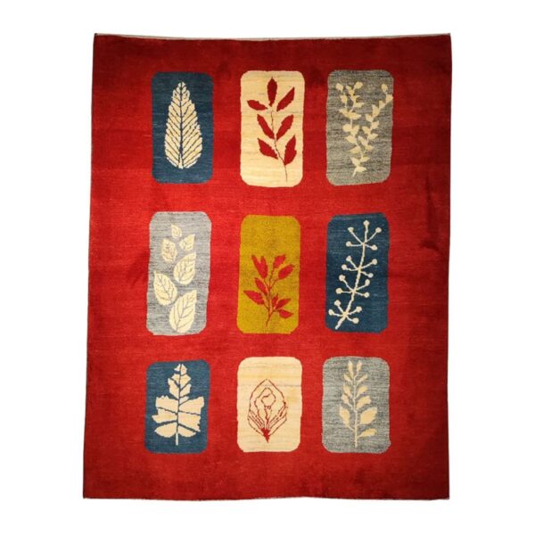 سجاد جابيه إيراني أصيل من الصوف محبوك يدويًا برموز أوراق الشجر