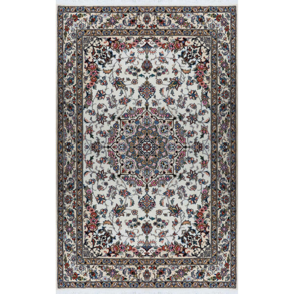 سجادة حرير إيرانية أصلية معقودة يدويًا بتصميم لچك تورانج - نائين