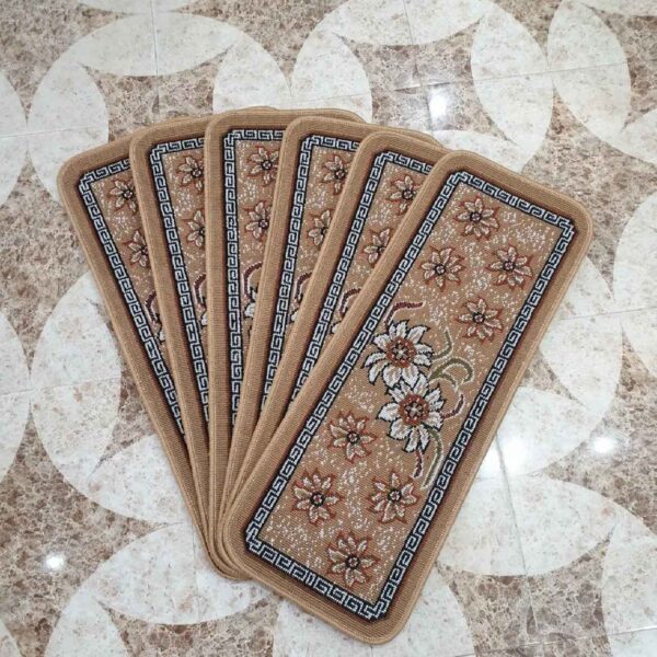 سجادة سلالم داخلية – تصميم زهور إيراني مستوحى، 6 قطعة