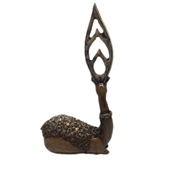 تمثال غزال بني زخرفي لديكور المنزل - منحوتة حياة برية أنيقة