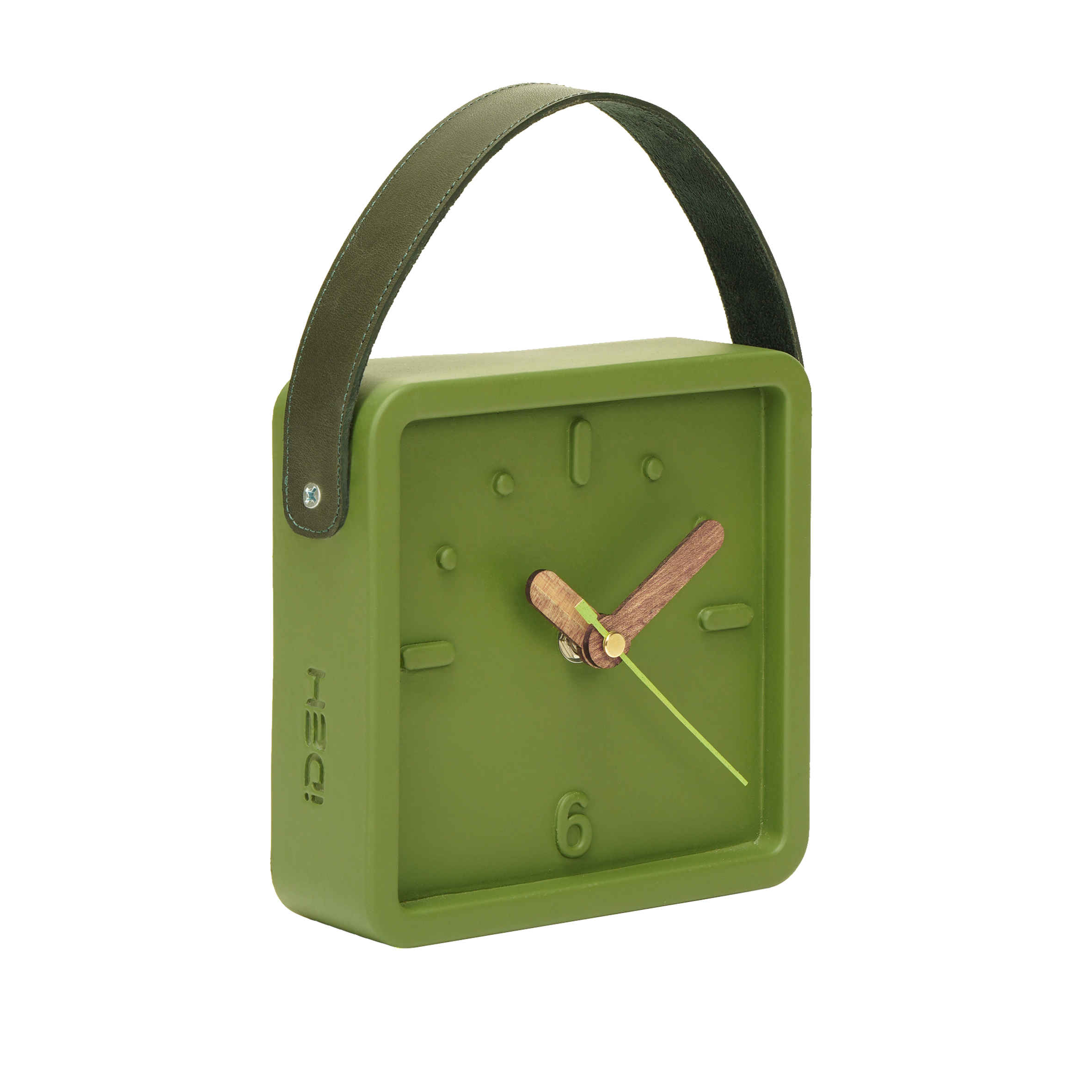 ساعة مكتبية خرسانية مصنوعة يدويًا – بسيطة خضراء