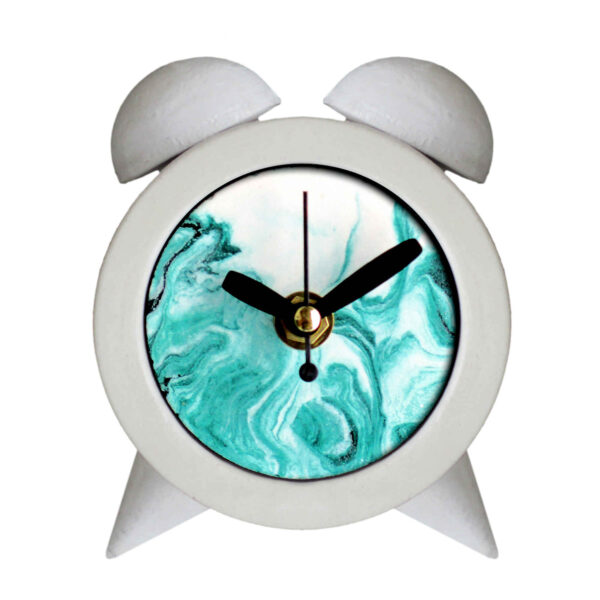 ساعة جرس مزدوجة من الخرسانة المصنوعة يدويًا بتصميم رخامي