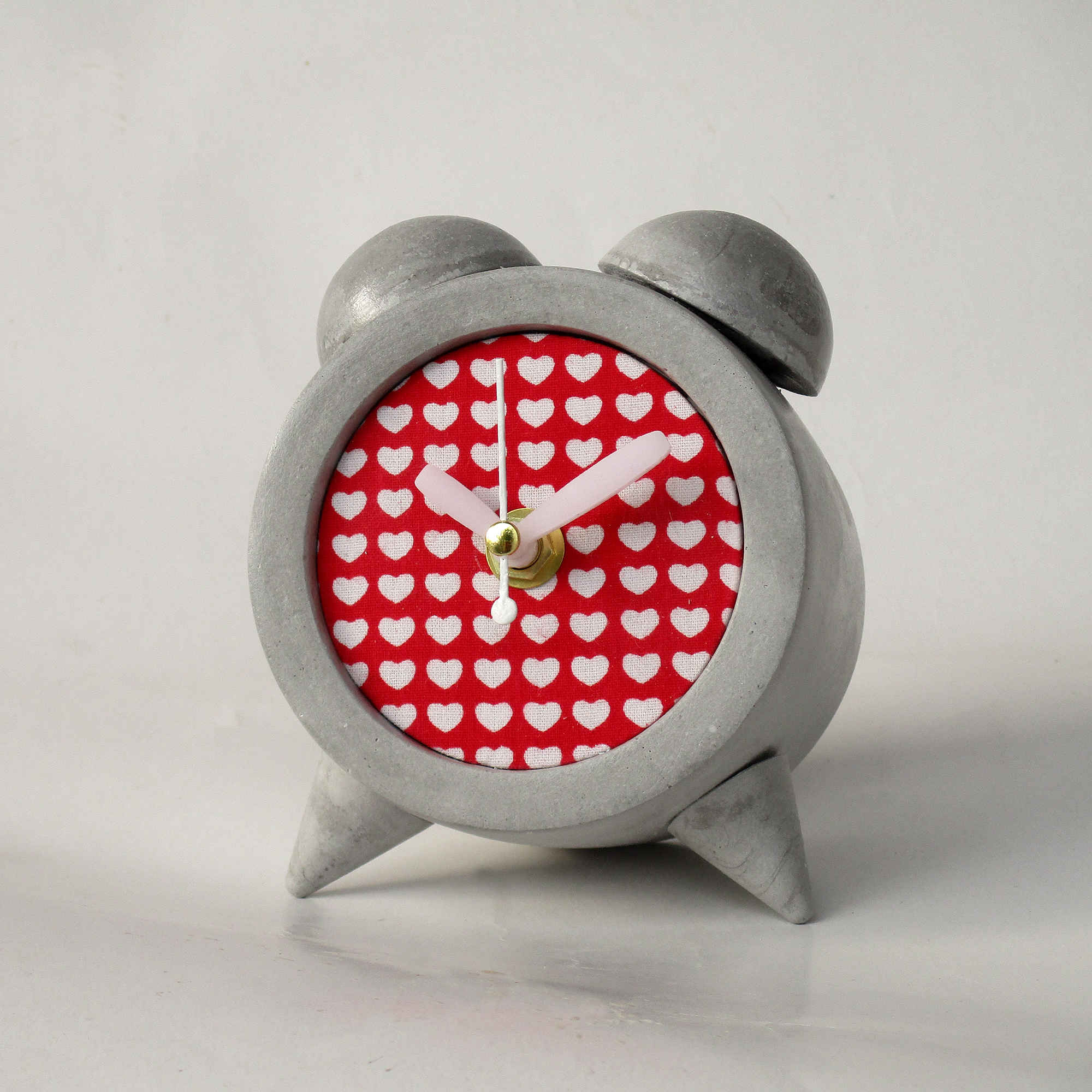 ساعة جرس مزدوجة من الخرسانة المصنوعة يدويًا لديكور المنزل