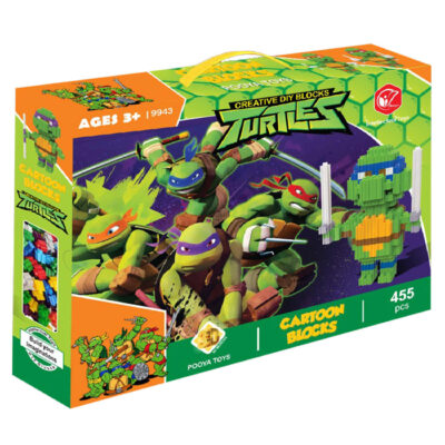 مجموعة ألعاب المكعبات: سلاحف النينجا TMNT – 455 قطعة للأعمار من 3 سنوات فما فوق