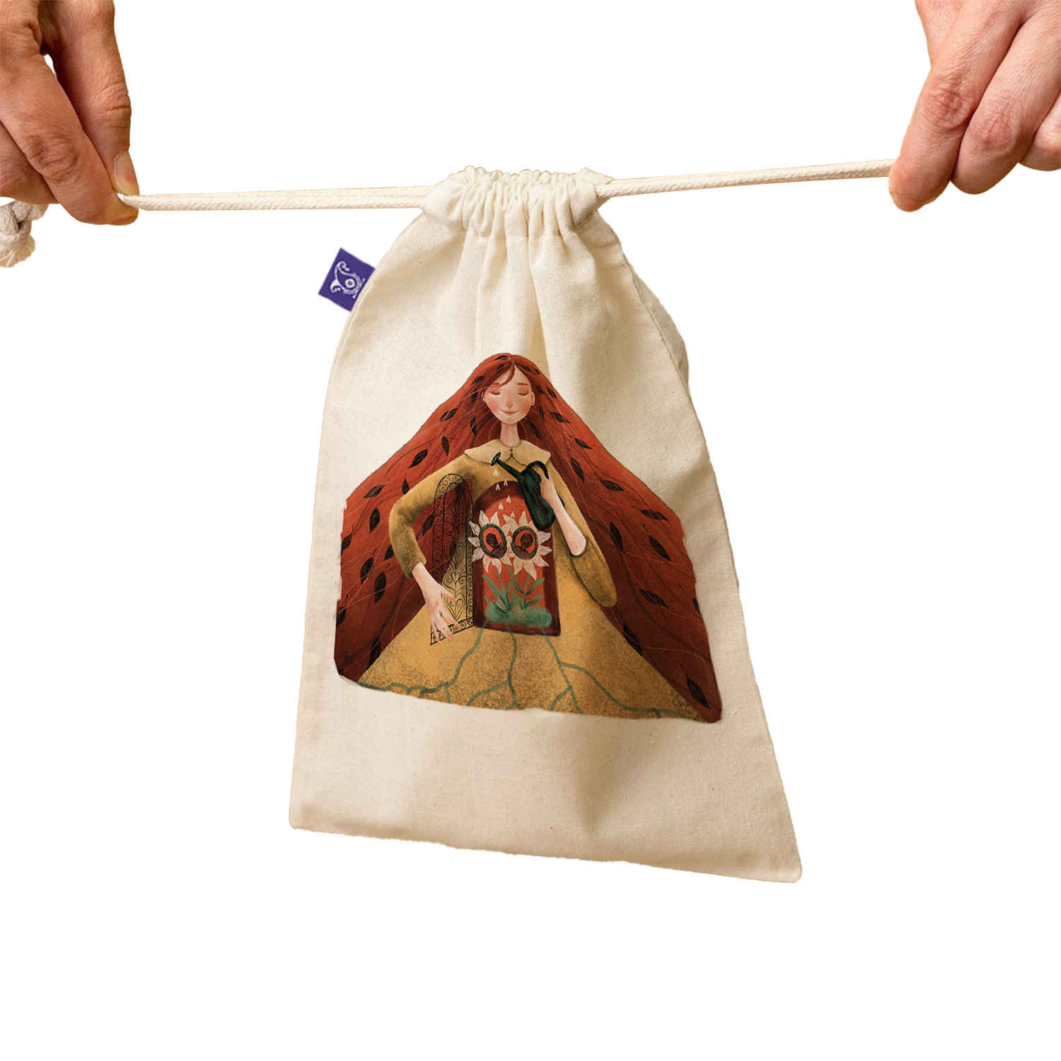 حقيبة تخزين قطنية بإغلاق سحب – صديقة للبيئة وقابلة لإعادة الاستخدام لأرغفة أكثر طزاجة