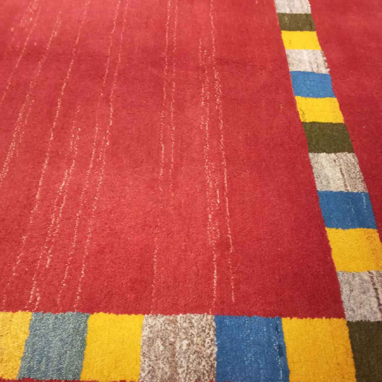 سجاد جابيه إيراني أصلي من الصوف محبوك يدويًا بحدود