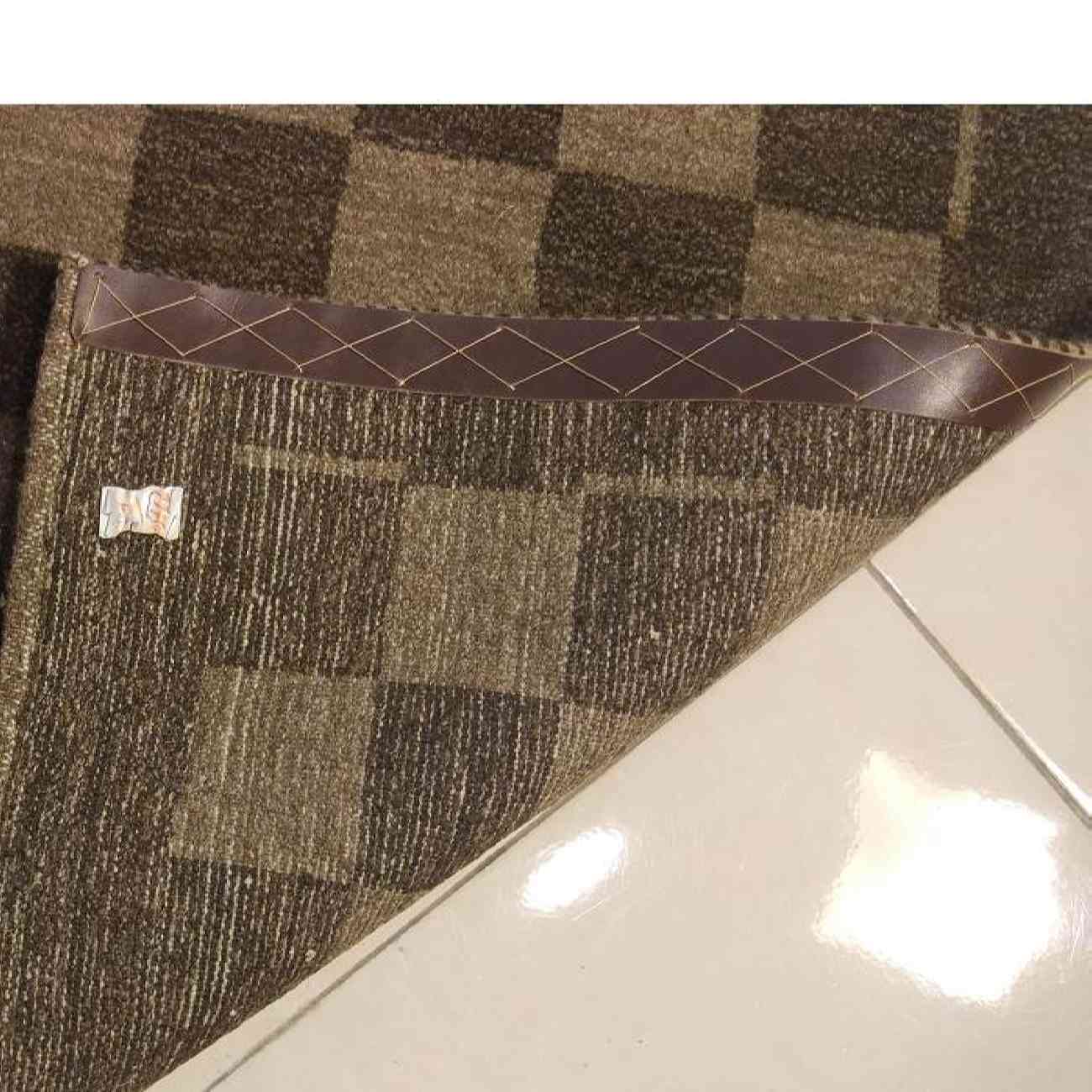 سجاد جابيه إيراني أصلي من الصوف محبوك يدويًا في فارس بمربعات بنية