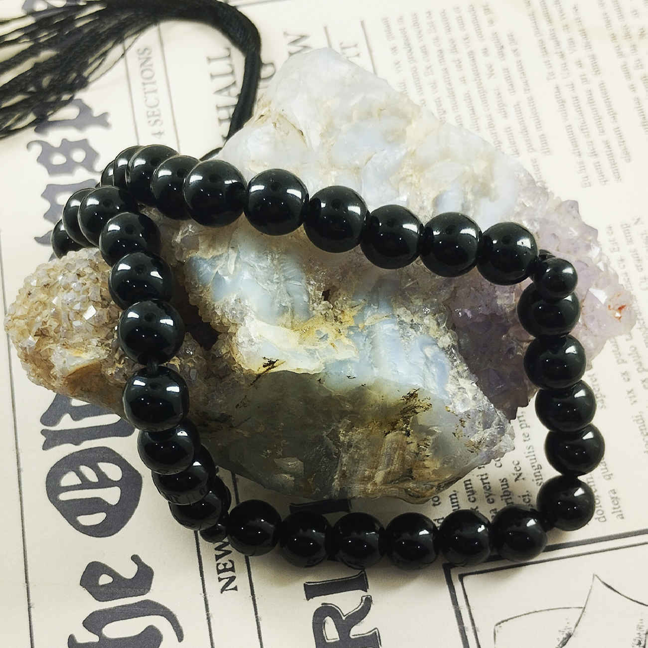 مسبحة إسلامية من العقيق مصنوعة من 33 حبة تسبيح سوداء