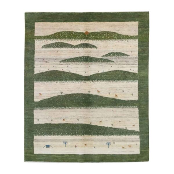 سجاد جابيه إيراني من الصوف محبوك يدويًا برموز شجرة وحيوان