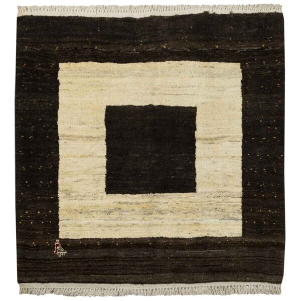 سجاد جابيه إيراني من الصوف محبوك يدويًا كريمي وبني