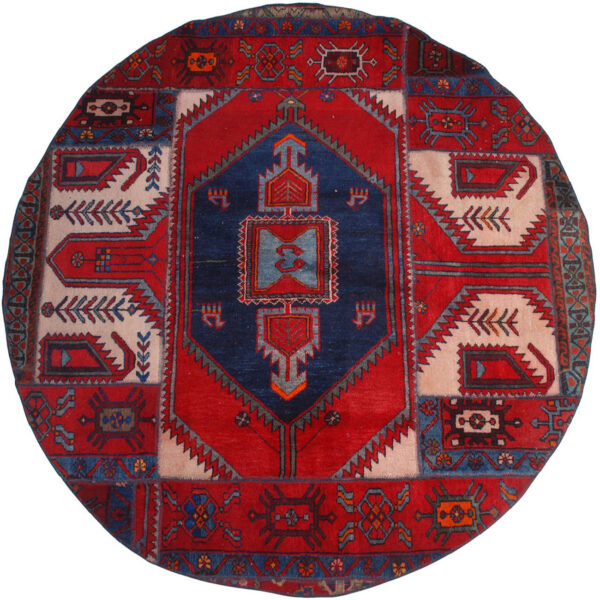 سجادة مرقعة إيرانية قديمة محبوكة يدويًا بنمط أحمر