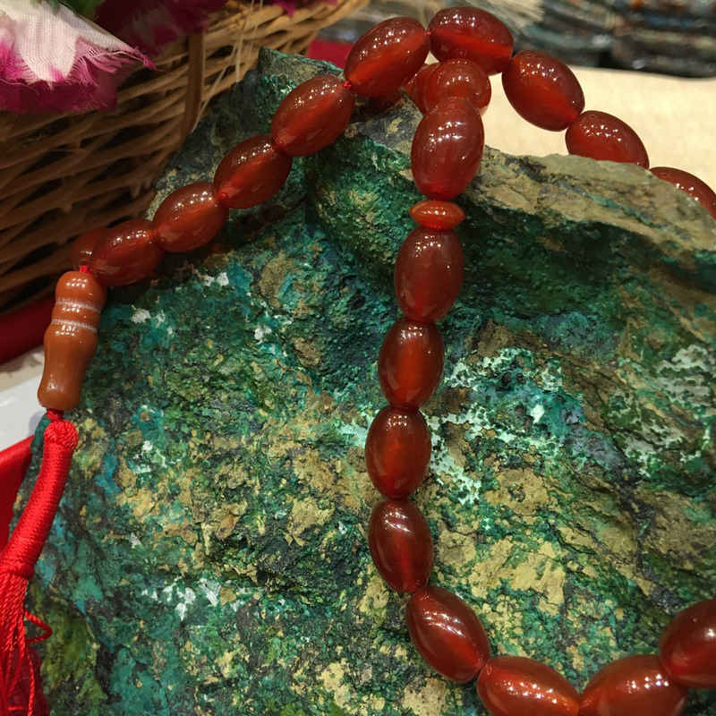 مسبحة إسلامية من العقيق مصنوعة من 33 حبة تسبيح حمراء II