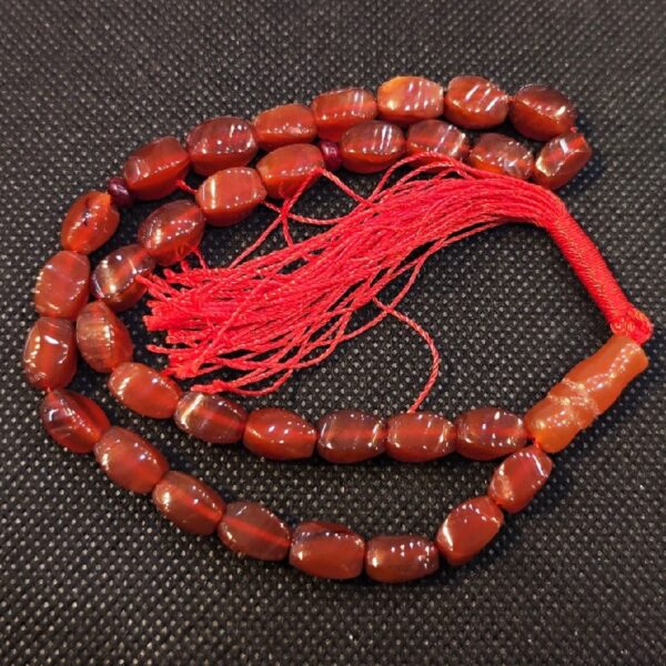 مسبحة إسلامية من العقيق مصنوعة من 33 حبة تسبيح طبيعية