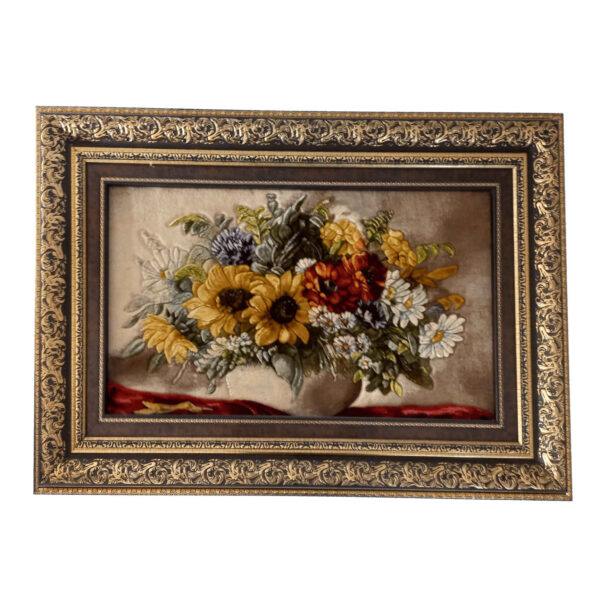 سجادة إيرانية تصويرية محبوكة يدويًا تصور عباد الشمس