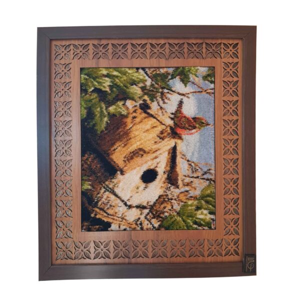 سجادة إيرانية تصويرية محبوكة يدويًا تصور عش الطائر