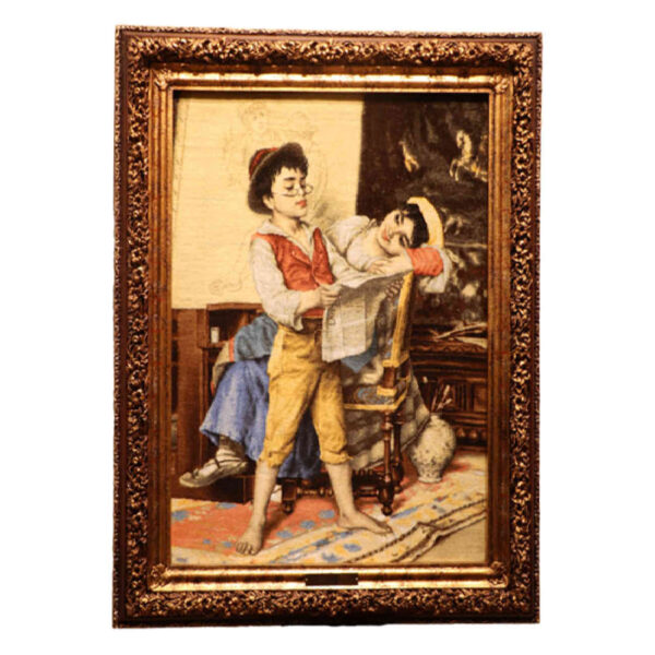 سجادة إيرانية تصويرية محبوكة يدويًا من تبريز تصور الأطفال