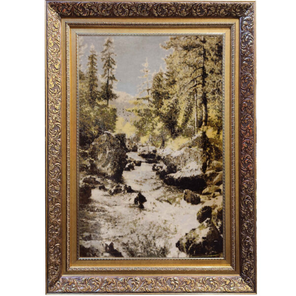 سجادة إيرانية تصويرية محبوكة يدويًا من تبريز تصور ذوبان الثلوج