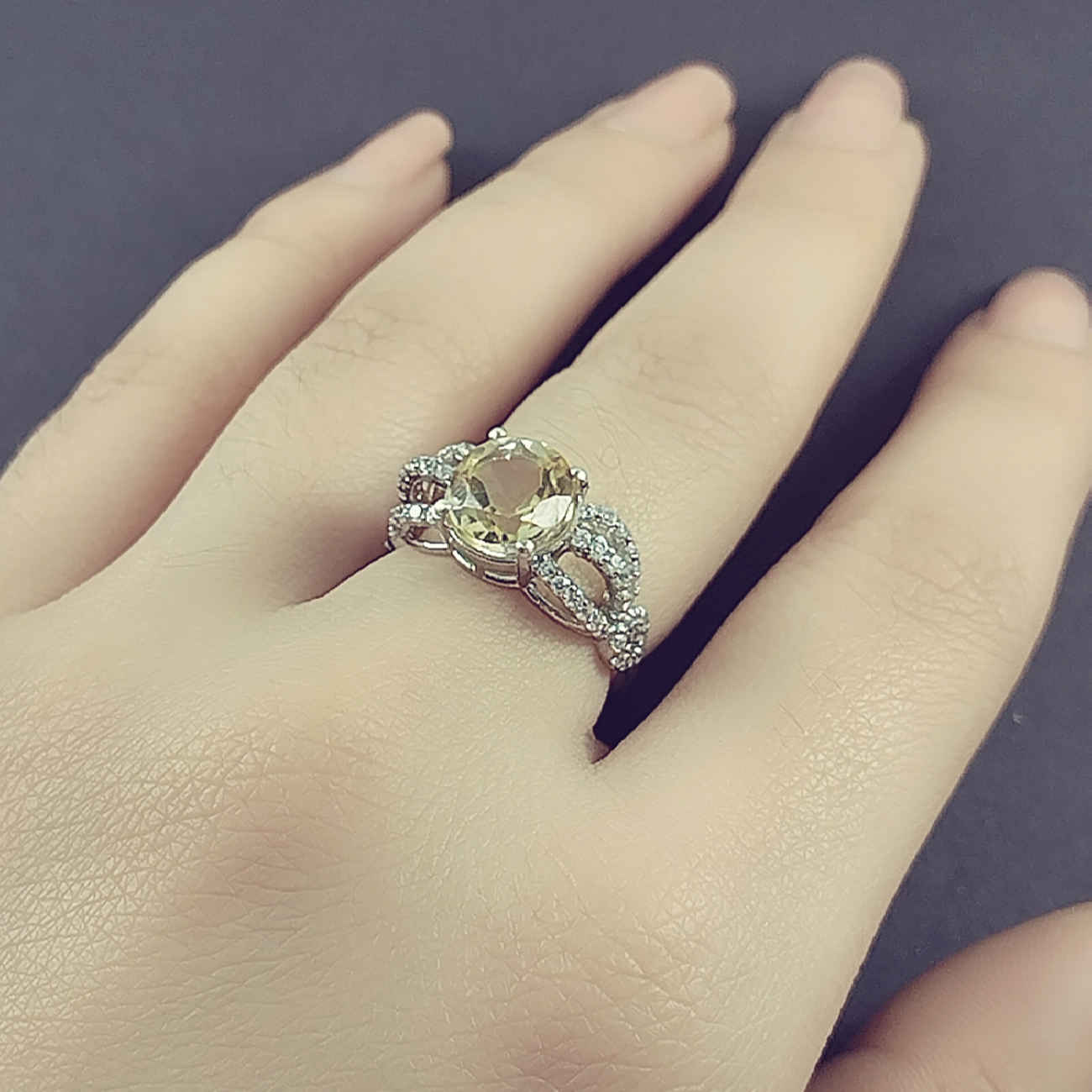 خاتم فضة بحجر السترين الأصفر للنساء گلاره