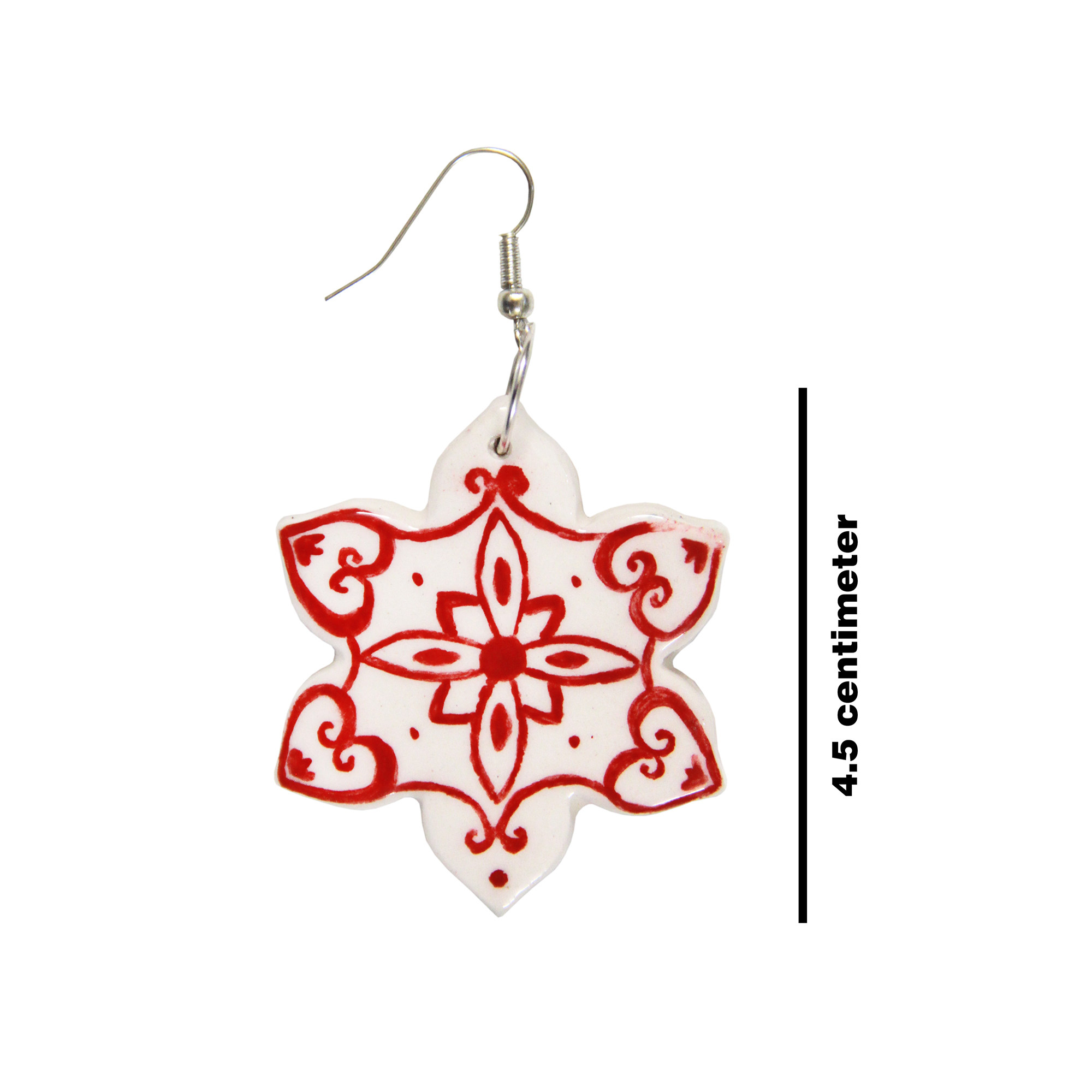 أقراط خزفية للنساء بنمط تقليدي زهري