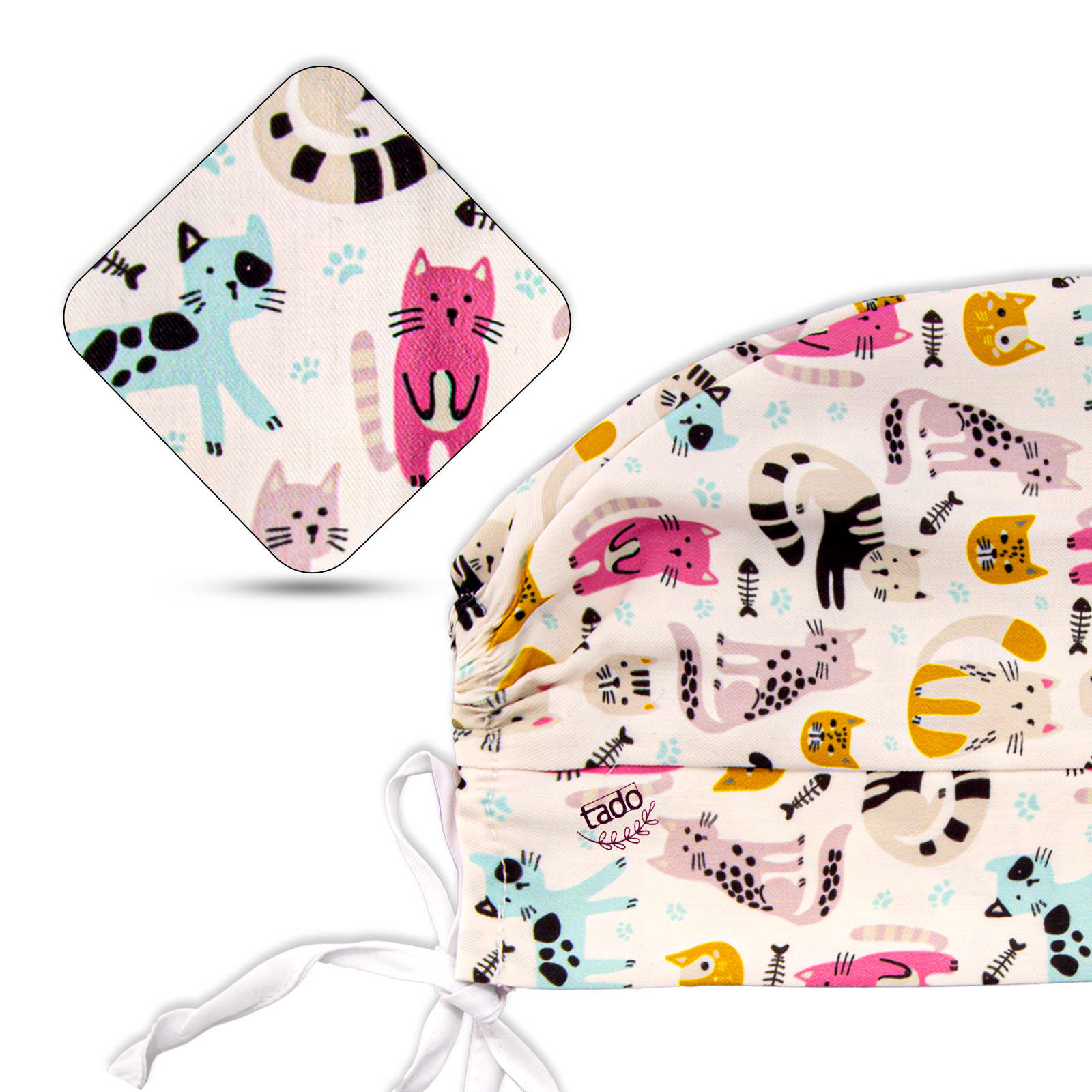 زي طبي نسائي لطب البيطرة بياقة على شكل V مع قبعة – كلاسيكي ومريح